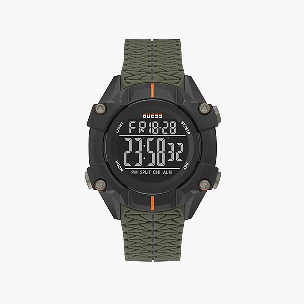 GUESS GW0342G1 - VIBRANT GREEN & BLACK STAINLESS STEEL MEN'S WATCH - BOLD STYLE, AQUATIC READY!