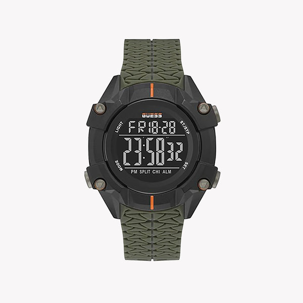 Guess Men's Black Stainless Steel, Green Silicone | Gw0342g1 by i-watch