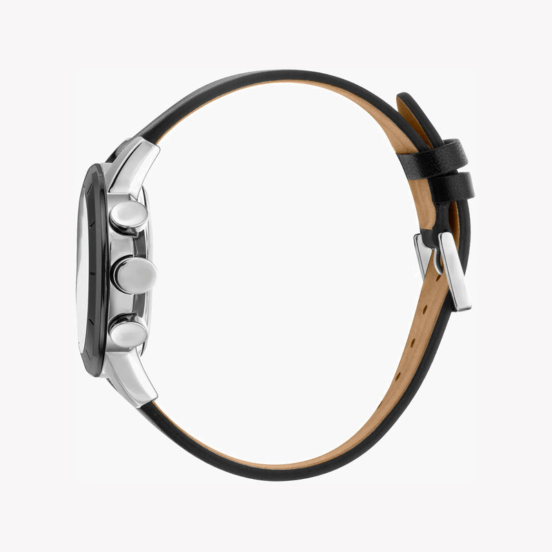 Esprit Men's Black Leather Watch, Silver Dial | Es1g030m0095 by i-watch