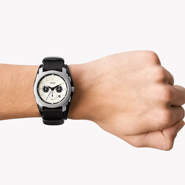 Fossil Men's Silver Watch, White Dial, Black Leather | Fs5921 by i-watch