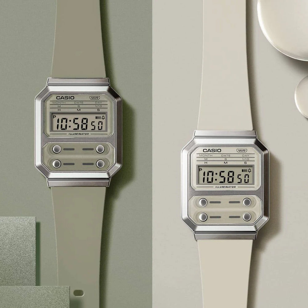 Casio Unisex Silver Resin Watch, Stainless Steel Band | A100wef-8adf by i-watch