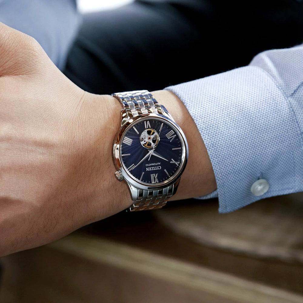 Citizen Nh9130-84l - Elegant Automatic Timepiece With Striking Blue Dial & Stainless Steel Bracelet by i-watch