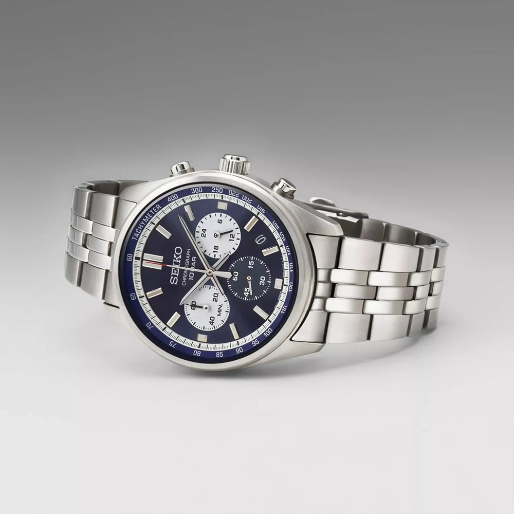 Seiko Men's Silver Watch, Dark Blue Dial | Ssb427p1 by i-watch
