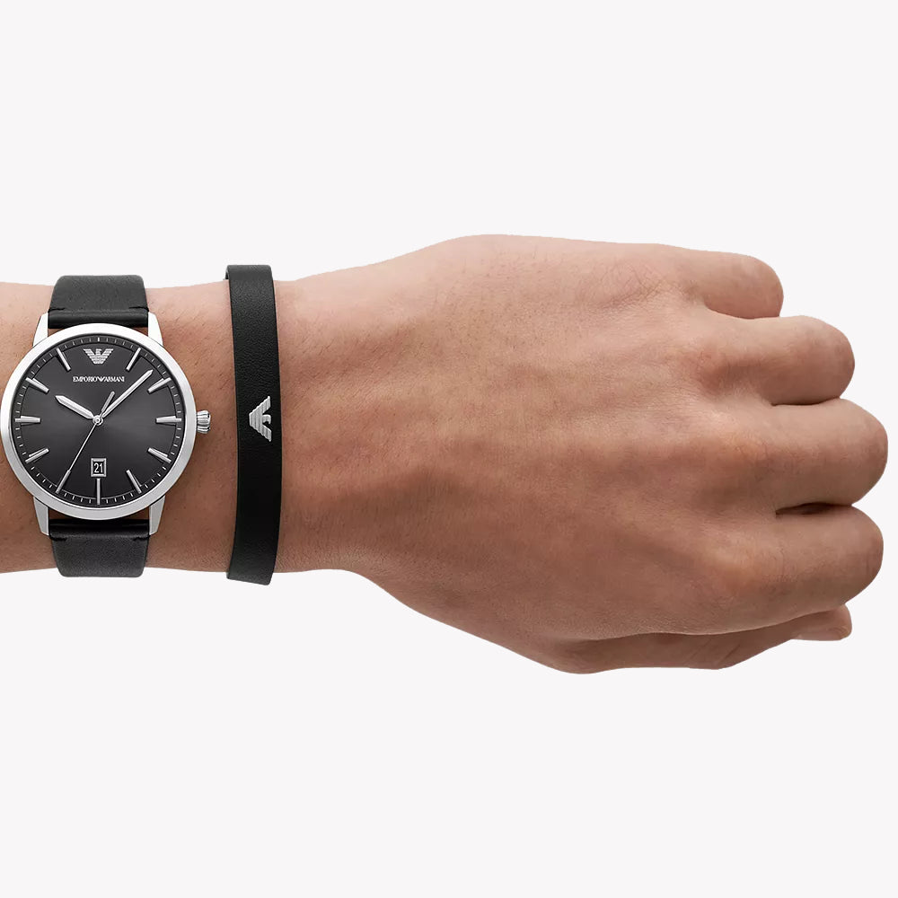 EMPORIO ARMANI AR80064SET - BOLD SOPHISTICATION MEN'S WATCH WITH STYLISH BLACK DIAL & LEATHER BAND-i-Watch-4