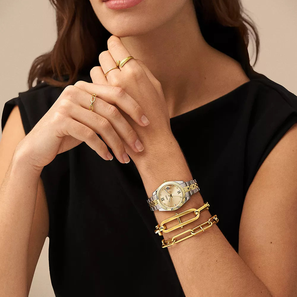 FOSSIL ES4949 ELEGANT BLEND - LUXURY GOLD WOMEN'S WATCH WITH CERAMIC BAND-i-Watch-4