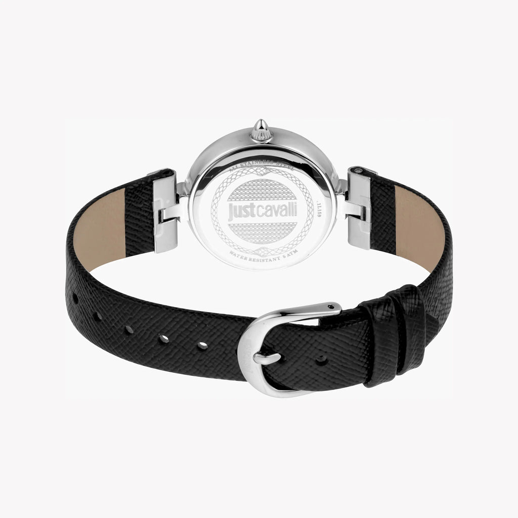 JUST CAVALLI Women's Watch with Silver Stainless Steel Case and Black Leather Band-i-Watch-4