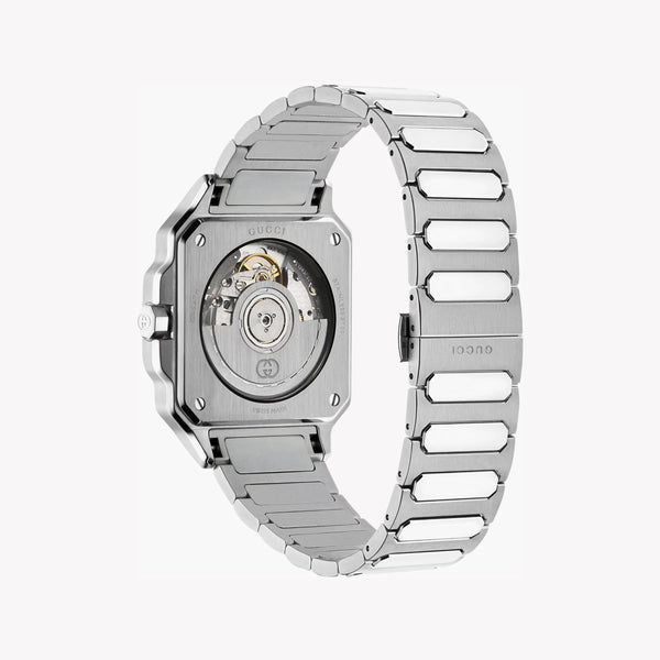 Gucci Men's Silver Stainless Steel Watch, Black Dial | Ya166401 by i-watch