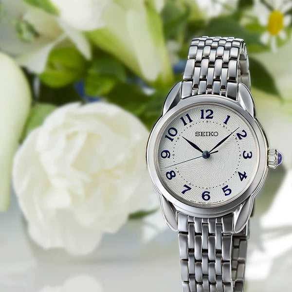 Seiko Women's Silver Stainless Steel Watch, White Dial | Sur561p1 by i-watch