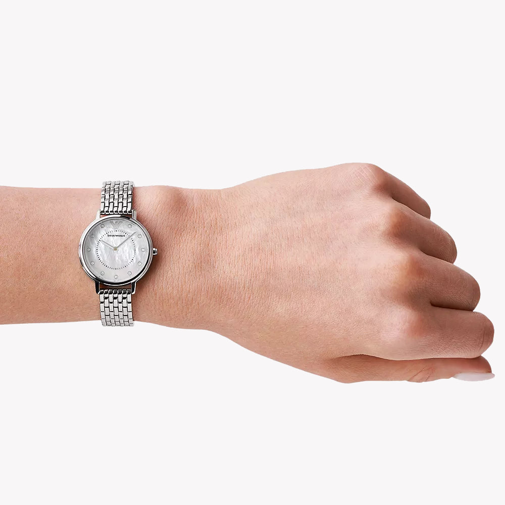 EMPORIO ARMANI AR2511 - ELEGANT SILVER STAINLESS STEEL WOMEN'S WATCH WITH MINIMALIST DIAL-i-Watch-4