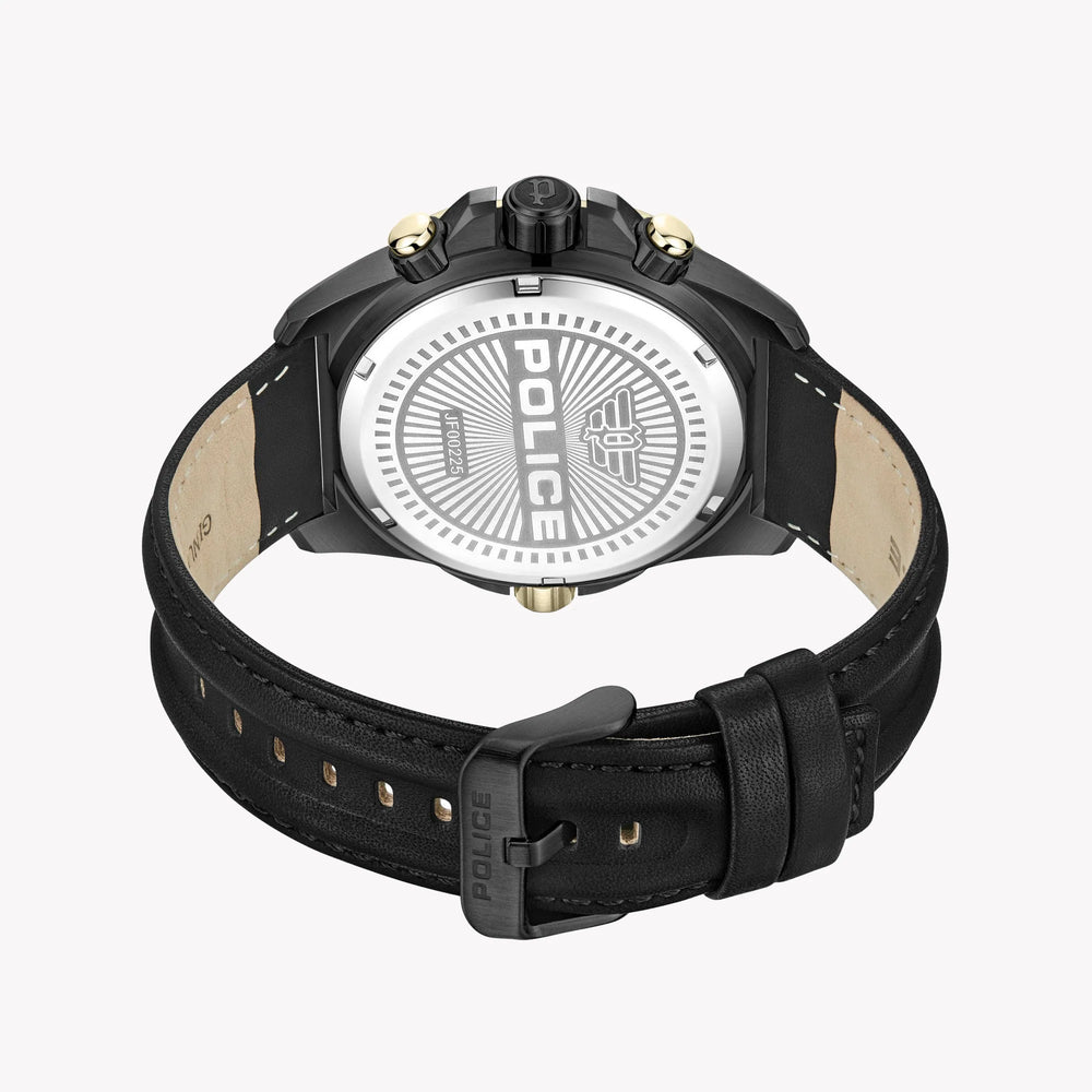 Police Men's Silver Watch, Black Leather | Pewjf0022501 by i-watch