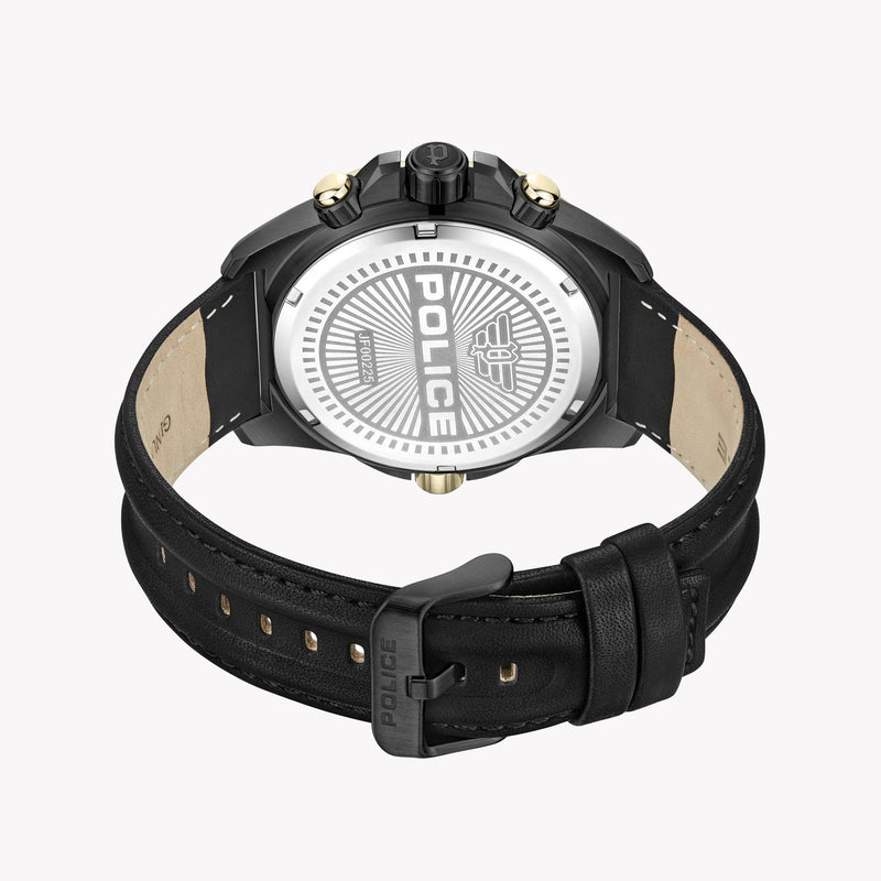 Police Men's Silver Watch, Black Leather | Pewjf0022501 by i-watch