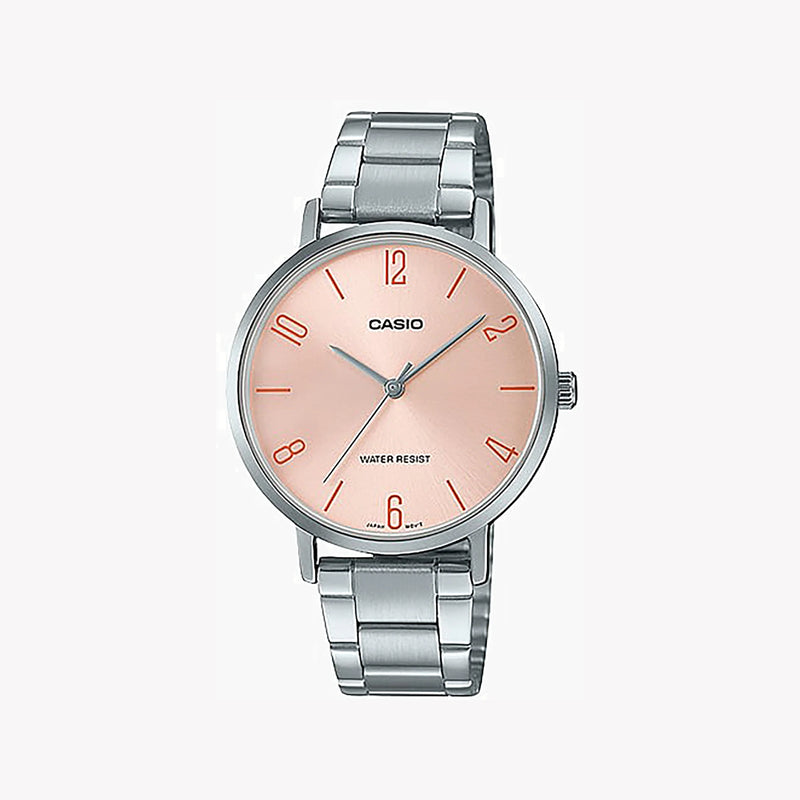 Casio Women's Silver Watch, Rose Gold Dial | Ltp-Vt01d-4b2udf by i-watch