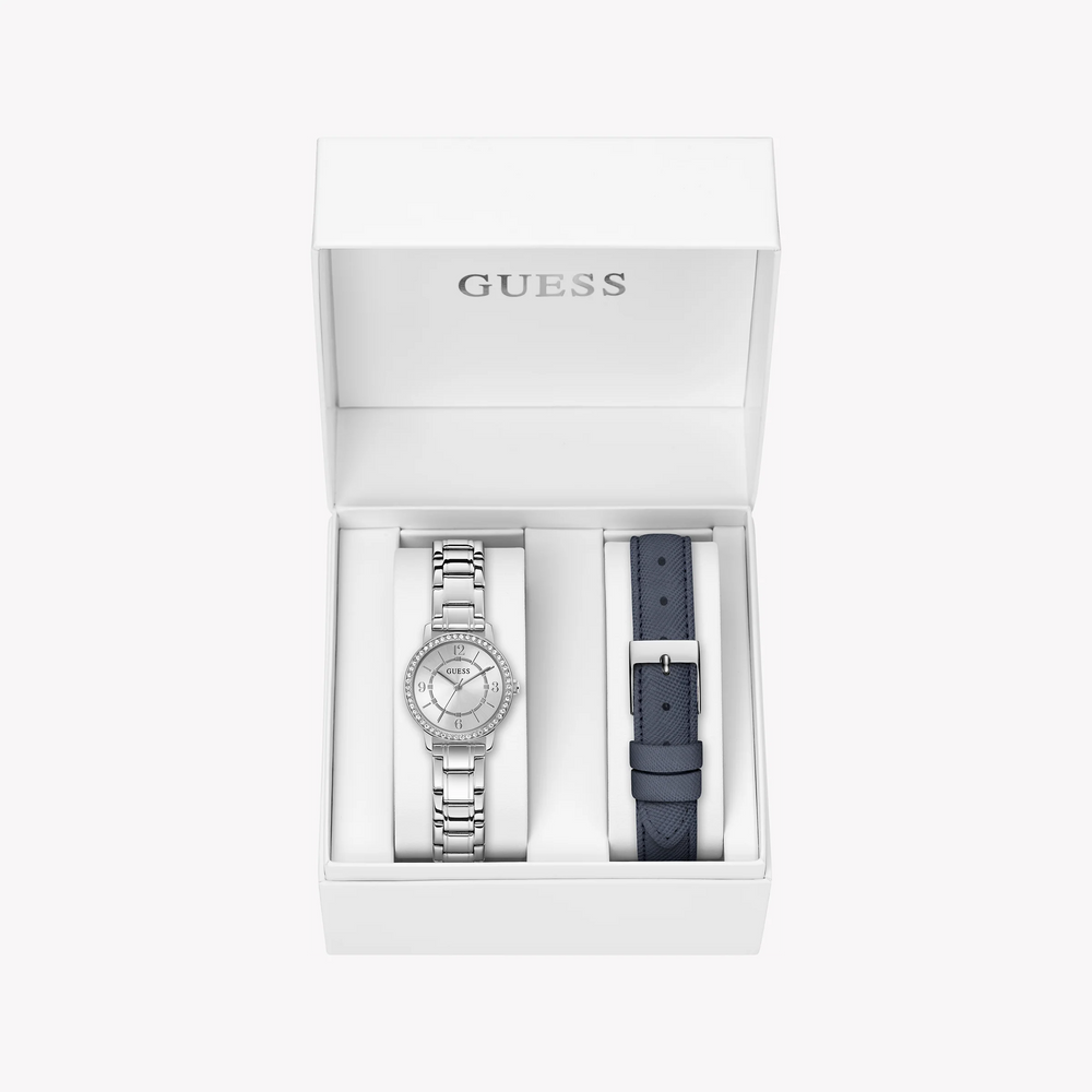 Guess Women's Silver Stainless Steel & Leather Watch | Gw0808l1 by i-watch