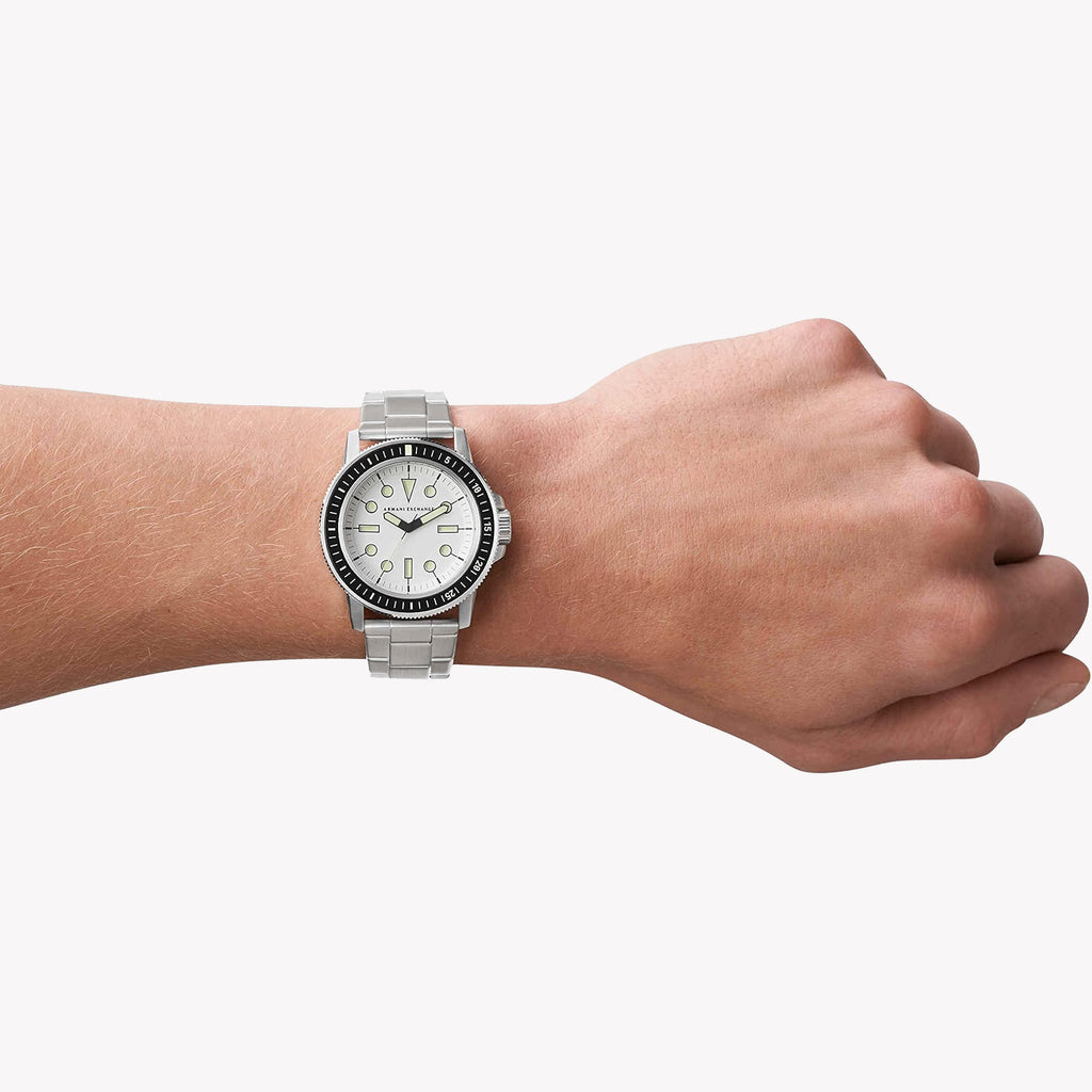 ARMANI EXCHANGE AX1853 - ELEGANT POWERHOUSE MEN'S ANALOG WATCH IN SILVER & WHITE-i-Watch-4