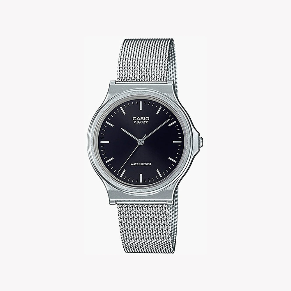 Casio Unisex Silver Resin Mesh Watch, Black Dial | Mq-24m-1edf by i-watch