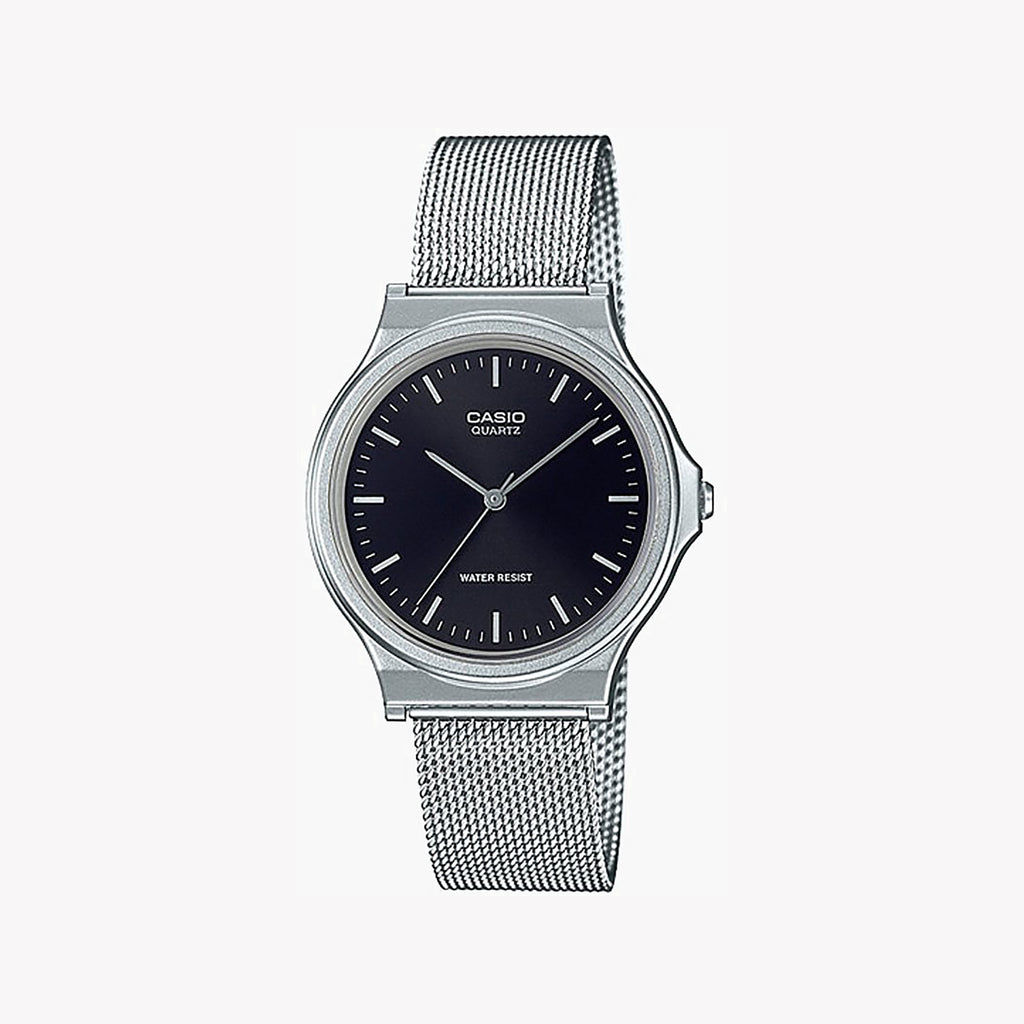 CASIO MQ-24M-1EDF - ELEGANT SIMPLICITY UNISEX WATCH with Sleek Silver Mesh Band & Classic Black Dial