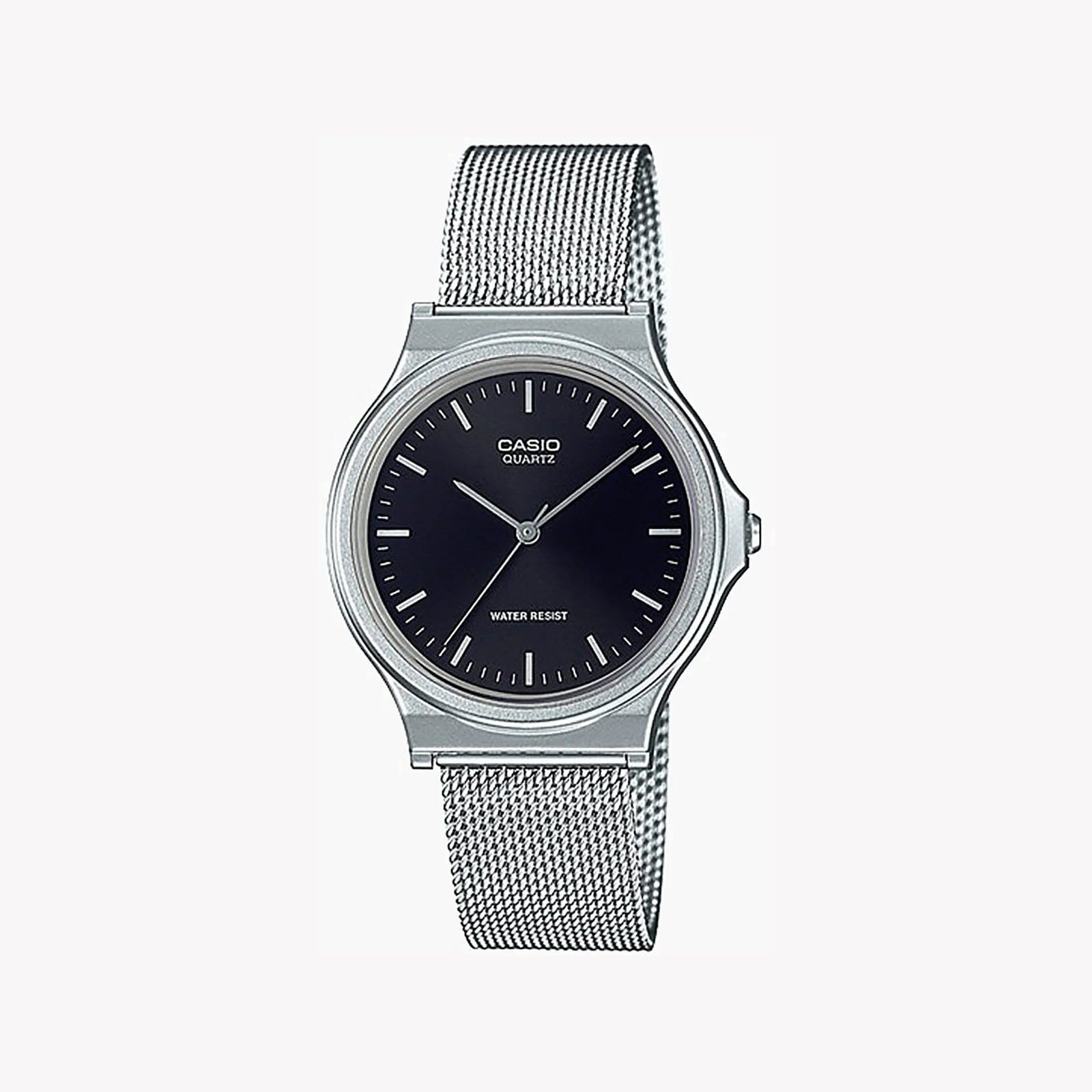 Casio Unisex Silver Resin Mesh Watch, Black Dial | Mq-24m-1edf by i-watch