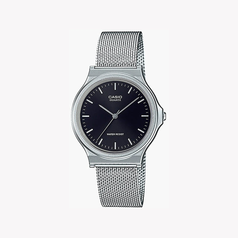 Casio Unisex Silver Resin Mesh Watch, Black Dial | Mq-24m-1edf by i-watch