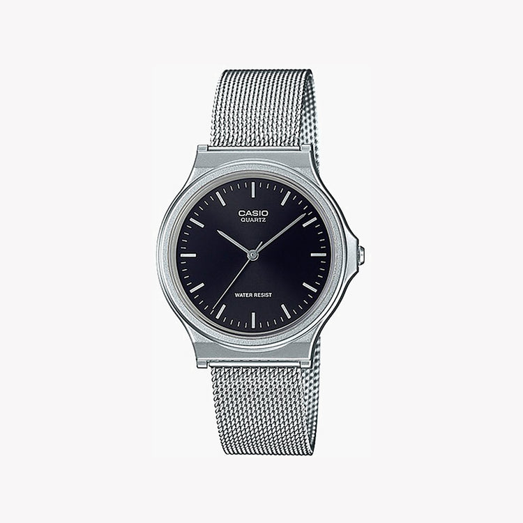 CASIO MQ-24M-1EDF - ELEGANT SIMPLICITY UNISEX WATCH with Sleek Silver Mesh Band & Classic Black Dial