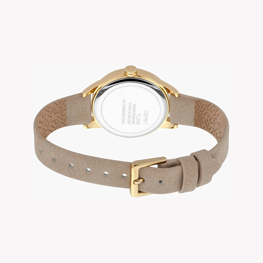 ESPRIT Women's Watch with Silver Stainless Steel Case and Beige Faux Leather Band-i-Watch-4