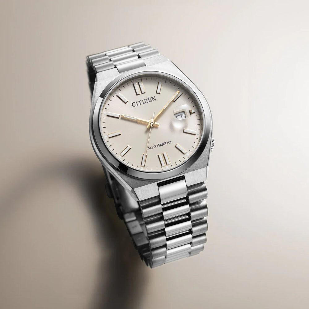 Citizen Men's Silver Stainless Steel Watch, Beige Dial | Nj0151-88w by i-watch