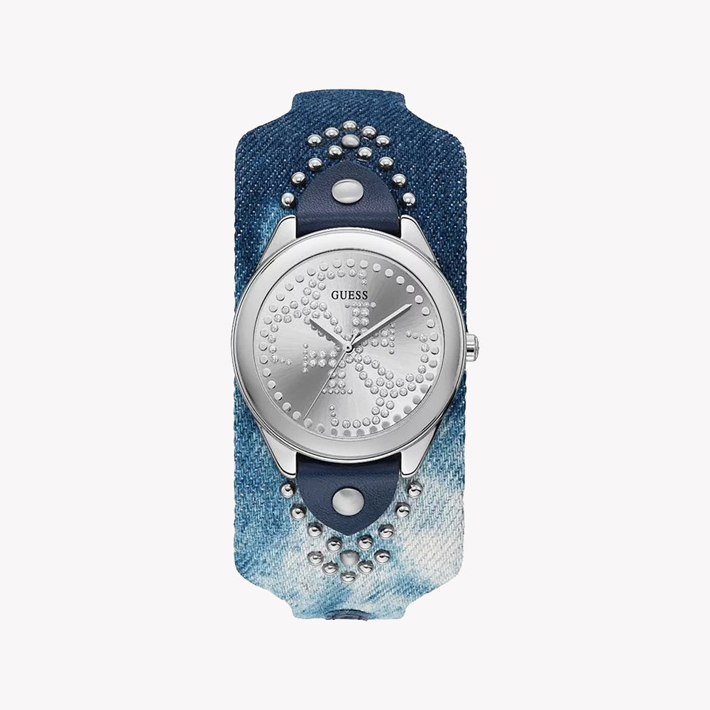 Guess Women's Multicolor Fabric Watch, Silver Stainless Steel | W1141l1 by i-watch
