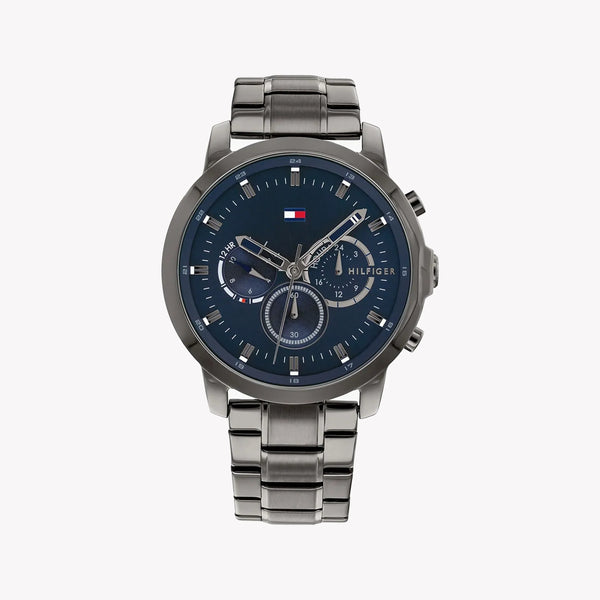 Tommy Hilfiger Men's Gray Stainless Steel Watch, Blue Dial | 1791796 by i-watch