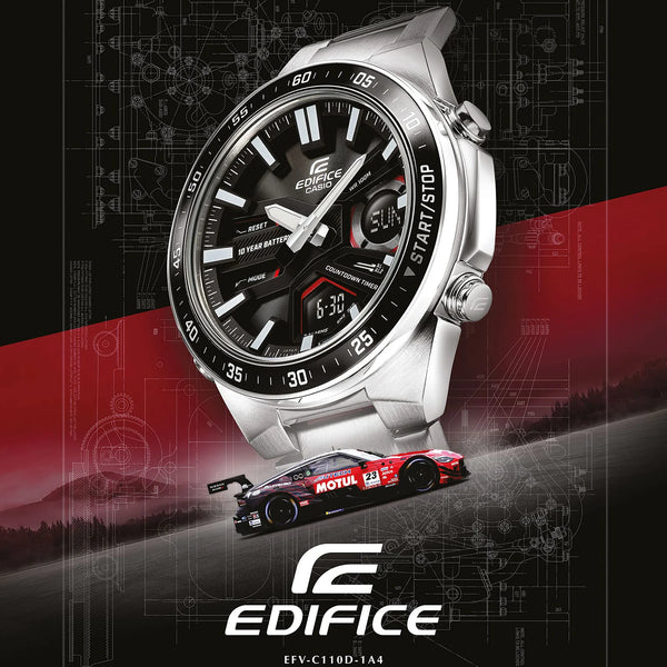Casio Men's Silver Stainless Steel Watch, Black Accents | Efv-C110d-1a4vef by i-watch