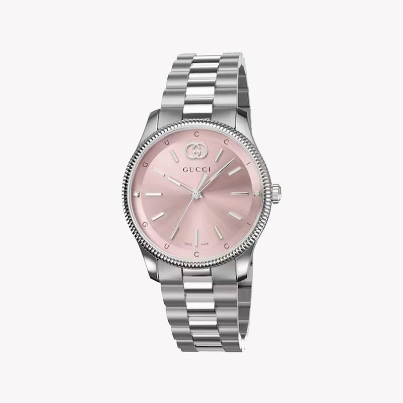 Gucci Women's Silver Watch, Pink Dial | Ya1265061 by i-watch