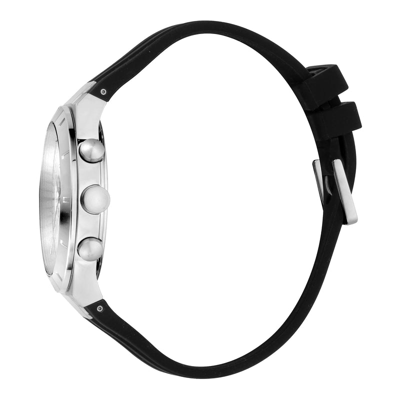 Esprit Men's Elegance - Stylish Black Rubber Band & Silver Dial Timepiece by i-watch