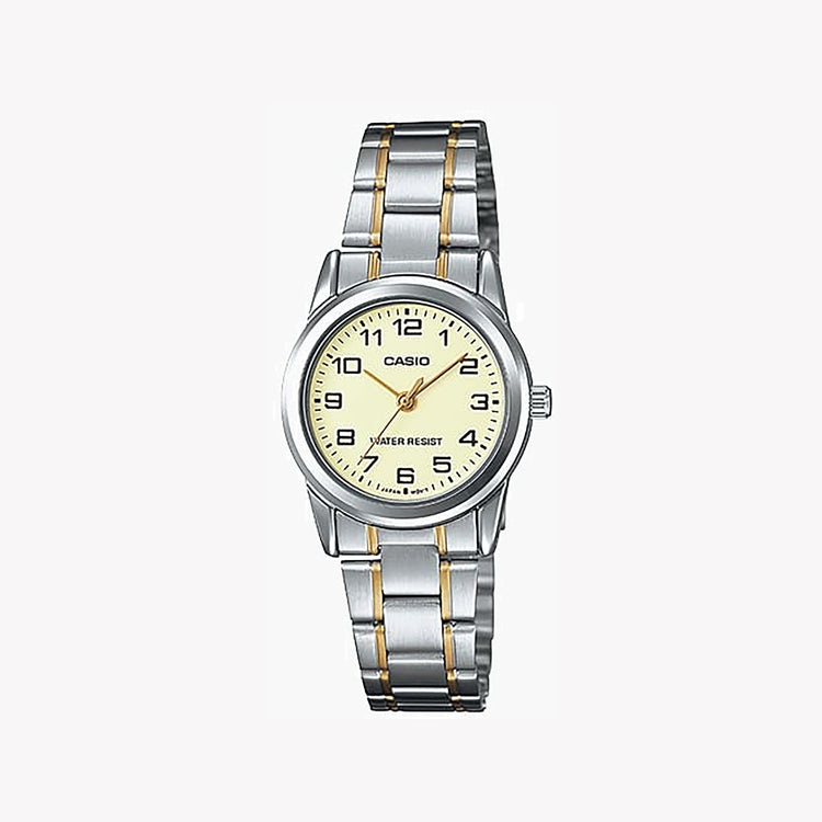 Casio Women's Stainless Steel Watch, Beige Dial | LTP-V001SG-9B