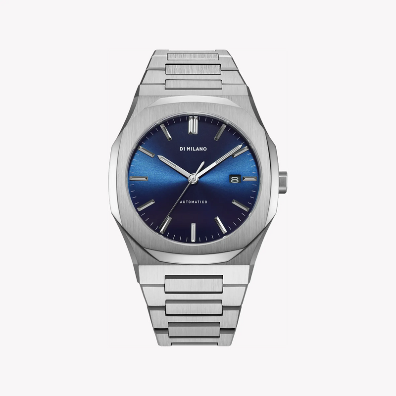 D1 MILANO Men's Silver Watch, Dark Blue Dial | D1-ATBJ11 by i-watch