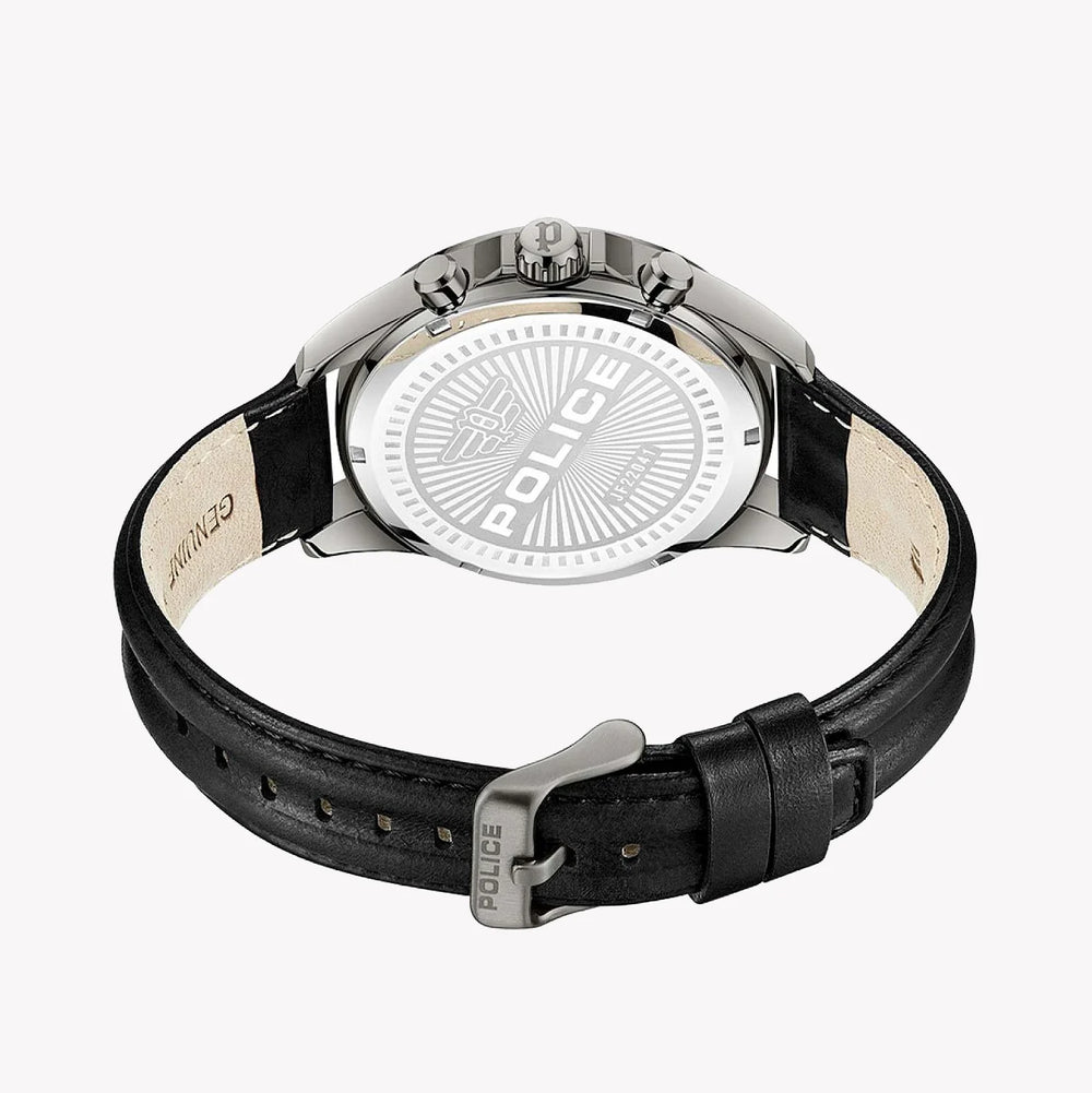 Police Men's Black Leather Watch, Blue & Gun Dial | Pewjf2204102 by i-watch