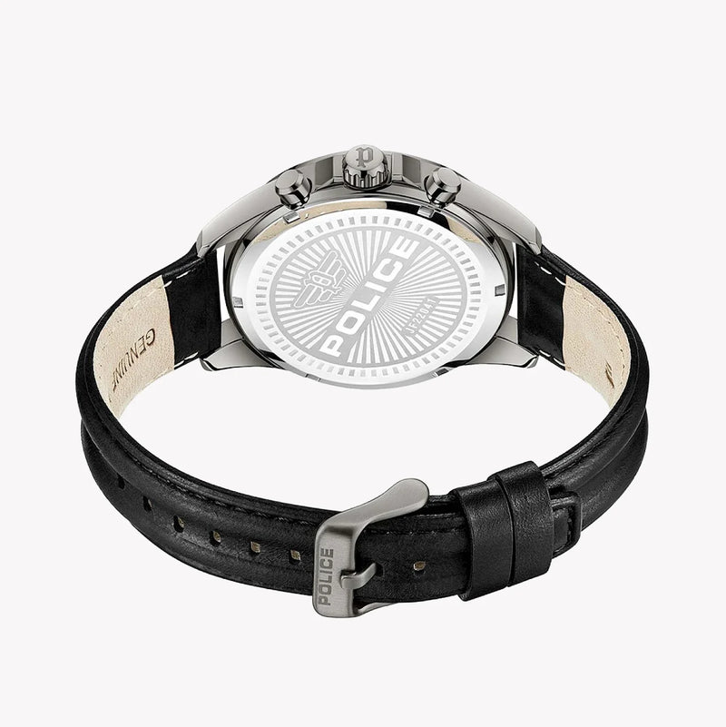Police Men's Black Leather Watch, Blue & Gun Dial | Pewjf2204102 by i-watch