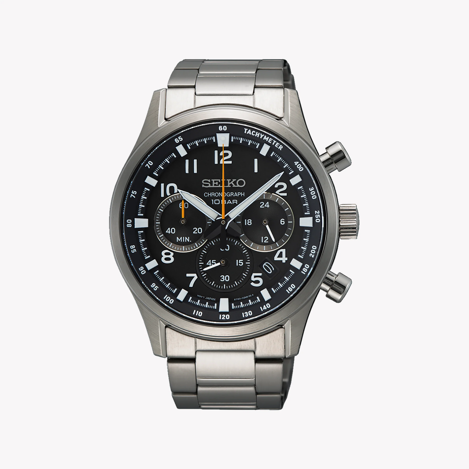 Seiko Men's Silver Stainless Steel Watch, Black Dial | Ssb447p1 by i-watch