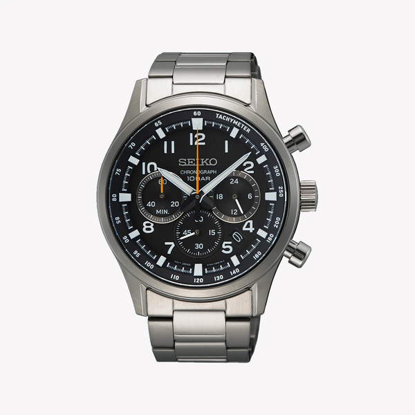 Seiko Men's Silver Stainless Steel Watch, Black Dial | Ssb447p1 by i-watch