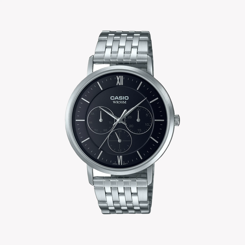 Casio Mtp-B300d-1avdf Sporty Elegance - Men's Stainless Steel Timepiece With Black Dial by i-watch