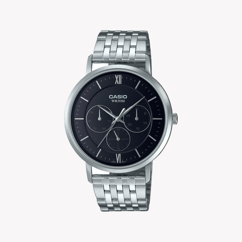 Casio Mtp-B300d-1avdf Sporty Elegance - Men's Stainless Steel Timepiece With Black Dial by i-watch
