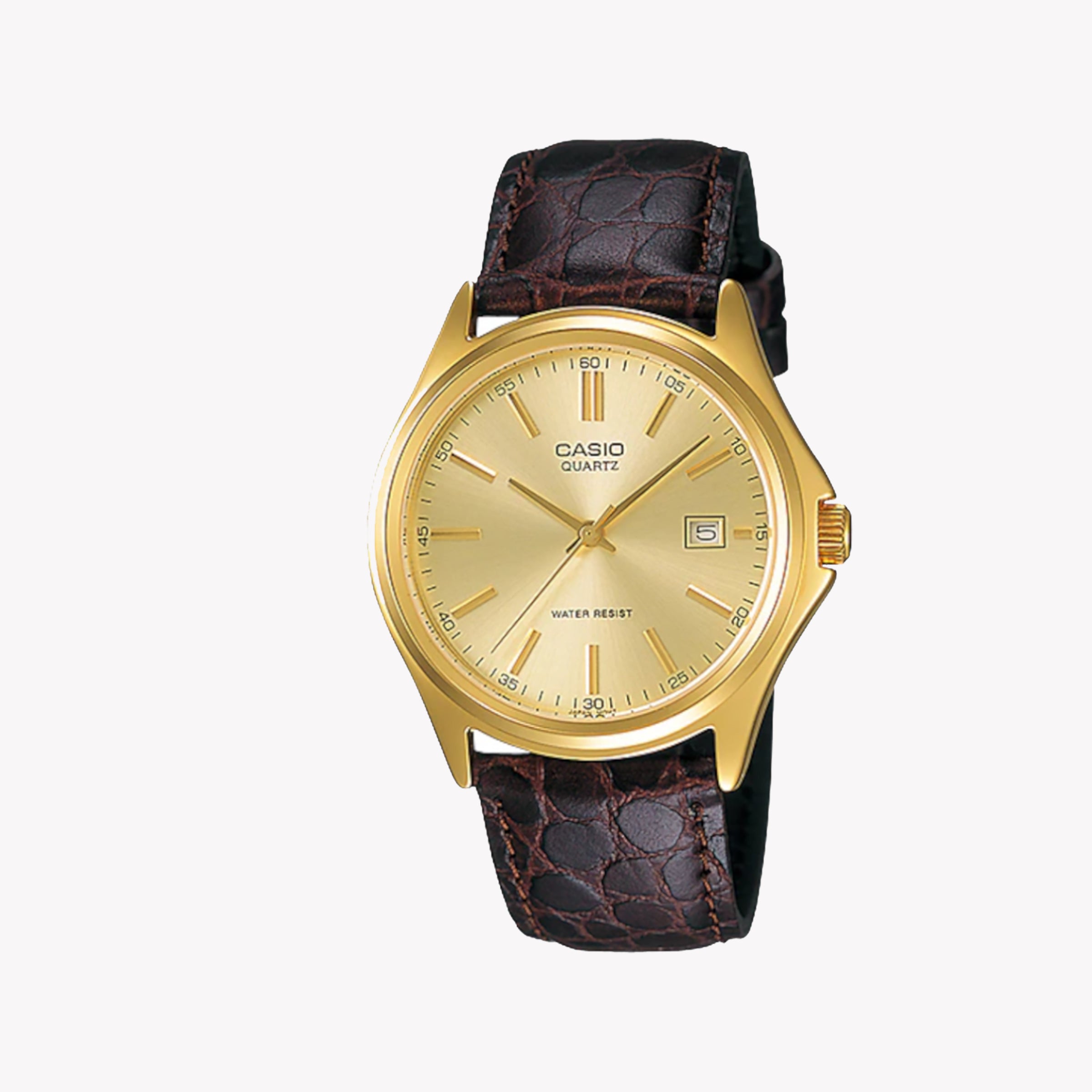 MTP-1183Q-9ADF TIMELESS ELEGANCE - SOPHISTICATED GOLD & LEATHER MEN'S WATCH