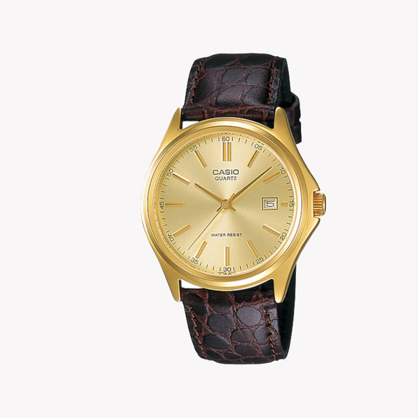 MTP-1183Q-9ADF TIMELESS ELEGANCE - SOPHISTICATED GOLD & LEATHER MEN'S WATCH