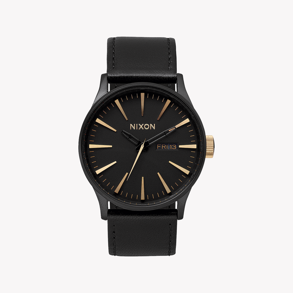 Nixon A105-1041 BOLD ADVENTURER - Men's Black Stainless Steel & Leather Watch