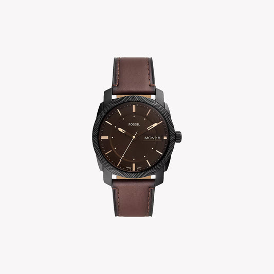 Machine Three-Hand Date Brown Leather Watch FS5901