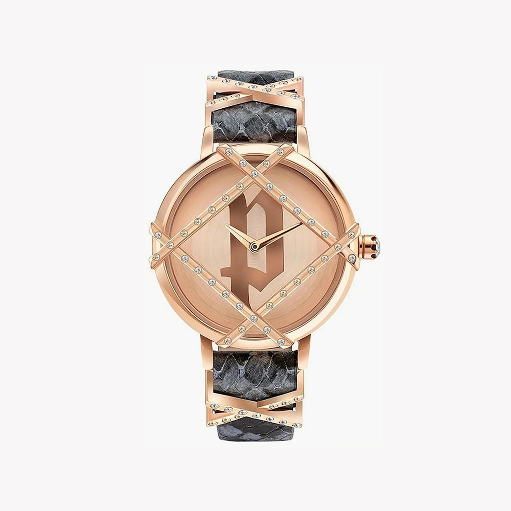 Police Women's Rose Gold Watch, Grey Leather Strap | Pl-16068bsr_32 by i-watch
