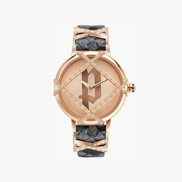 Police Women's Rose Gold Watch, Grey Leather Strap | Pl-16068bsr_32 by i-watch