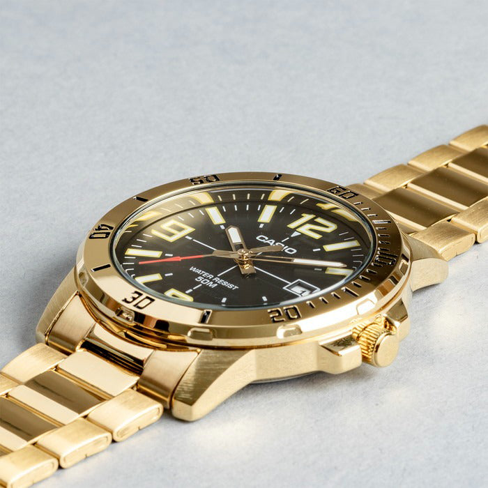 CASIO MTP-VD01G-1BV BOLD CLASSIC - STRIKING TIMEPIECE FOR MEN WITH GOLD ION BAND AND BLACK DIAL-i-Watch-3