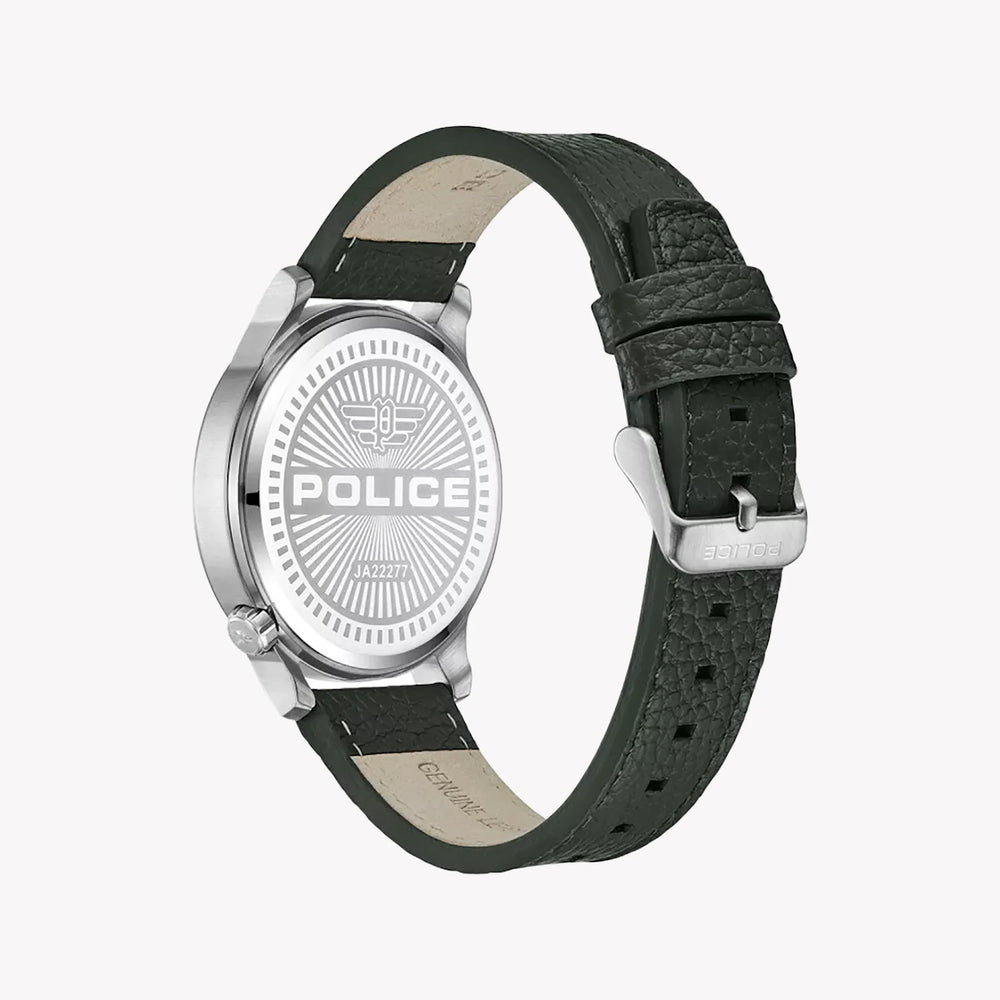 Police Men's Silver Stainless Steel, Black Leather | Pewja2227703 by i-watch