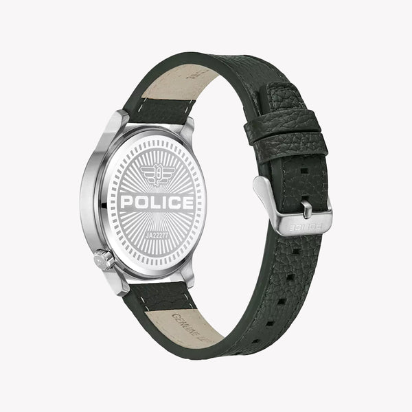 Police Men's Silver Stainless Steel, Black Leather | Pewja2227703 by i-watch