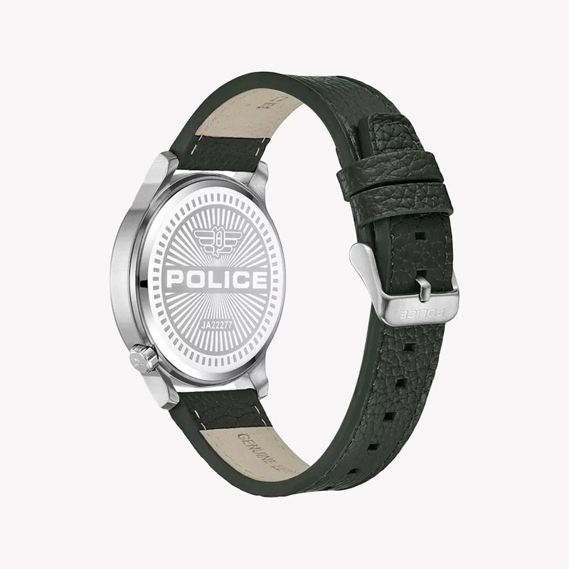 Police Men's Silver Stainless Steel, Black Leather | Pewja2227703 by i-watch