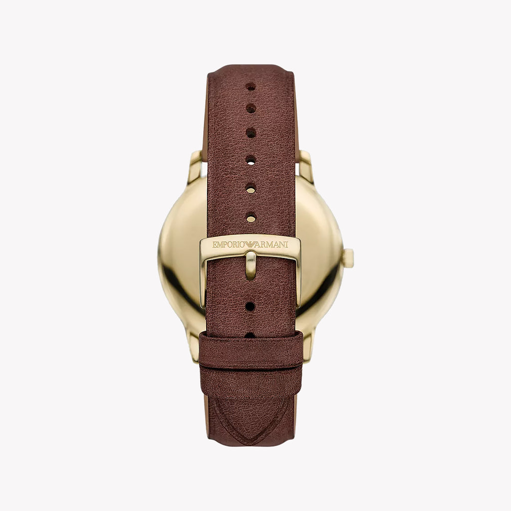 EMPORIO ARMANI AR11610 - ELEVATED GOLD STYLING WITH BROWN LEATHER BAND Men's Watch-i-Watch-3