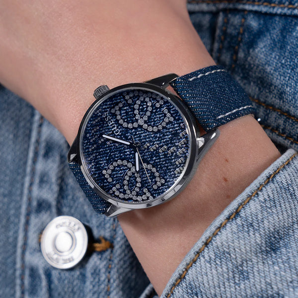 Guess Women's Blue Denim Watch, Silver Case | Gw0755l1 by i-watch